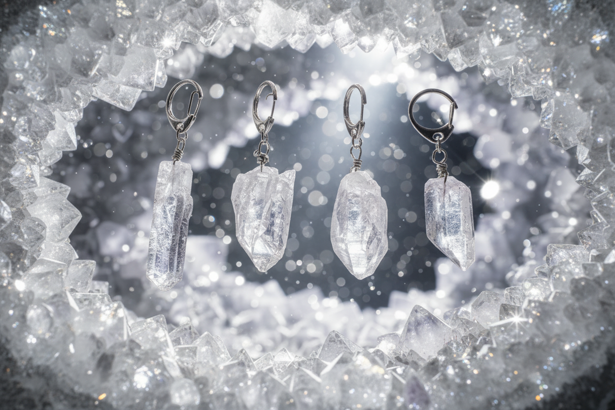 Clear Quartz Bag Charm