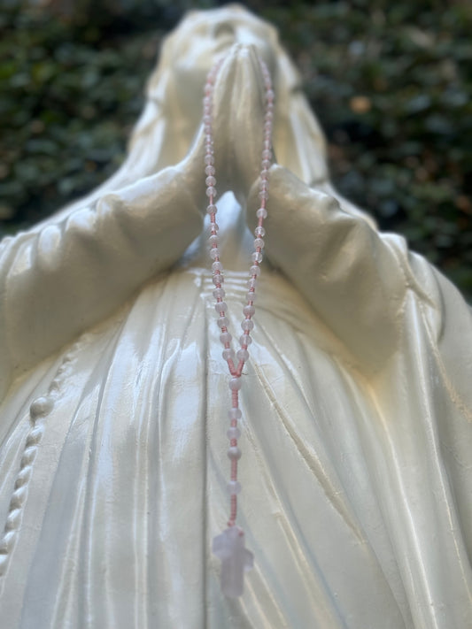 Pink Rose Quartz Rosary