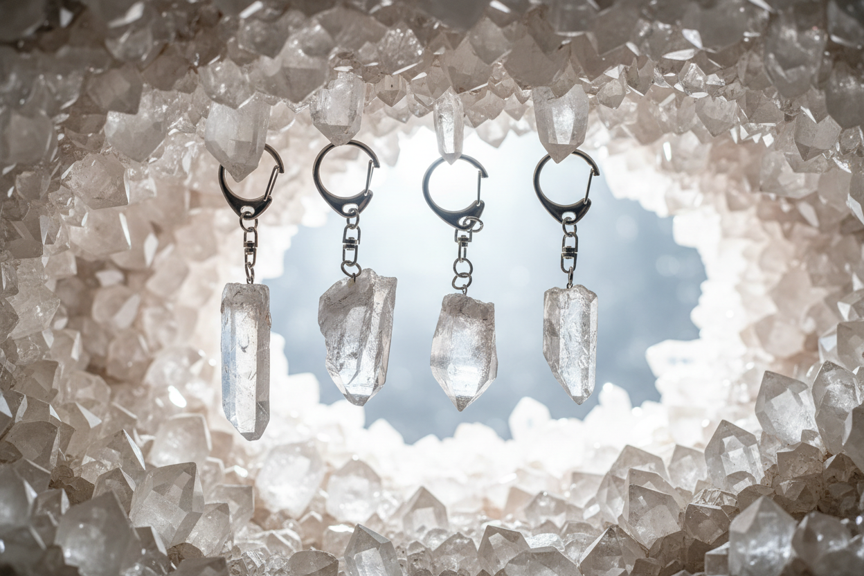 Clear Quartz Bag Charm